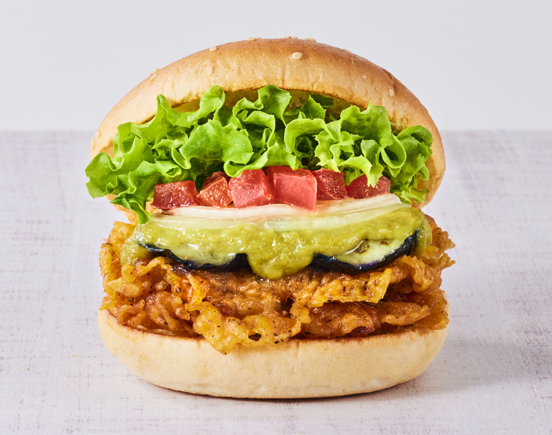 パクチーチキンバーガー グリーンカレー リーフレタスに変更