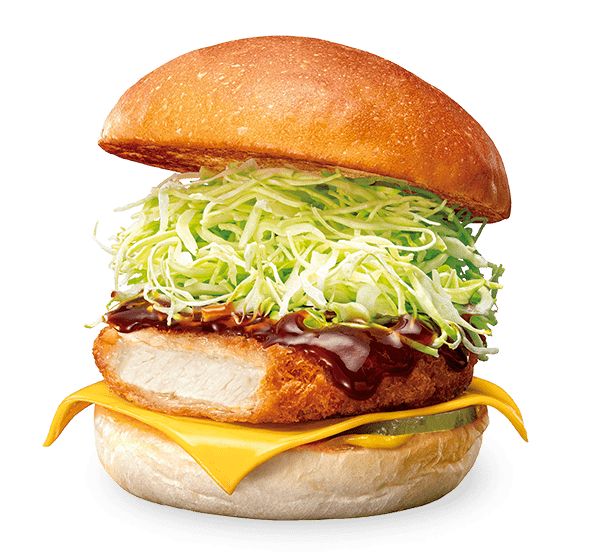 「チーズ肉厚ロース豚かつバーガー」（セット840円、単品570円）