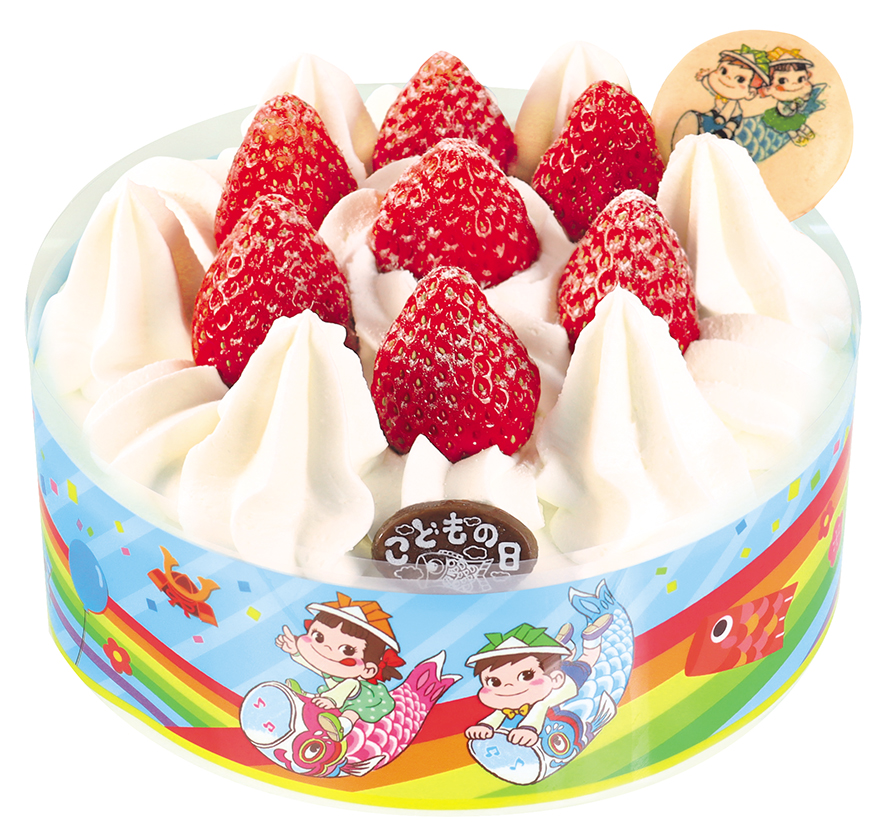 「ペコちゃんポコちゃん苺のショートケーキ」（SS 3200円、S 4200円、M 4800円）