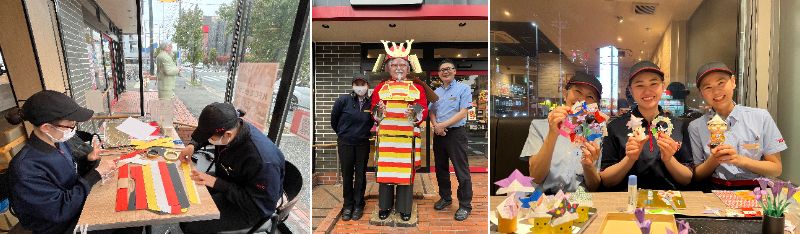 「武者カーネル」は各店舗の従業員が手作りで制作