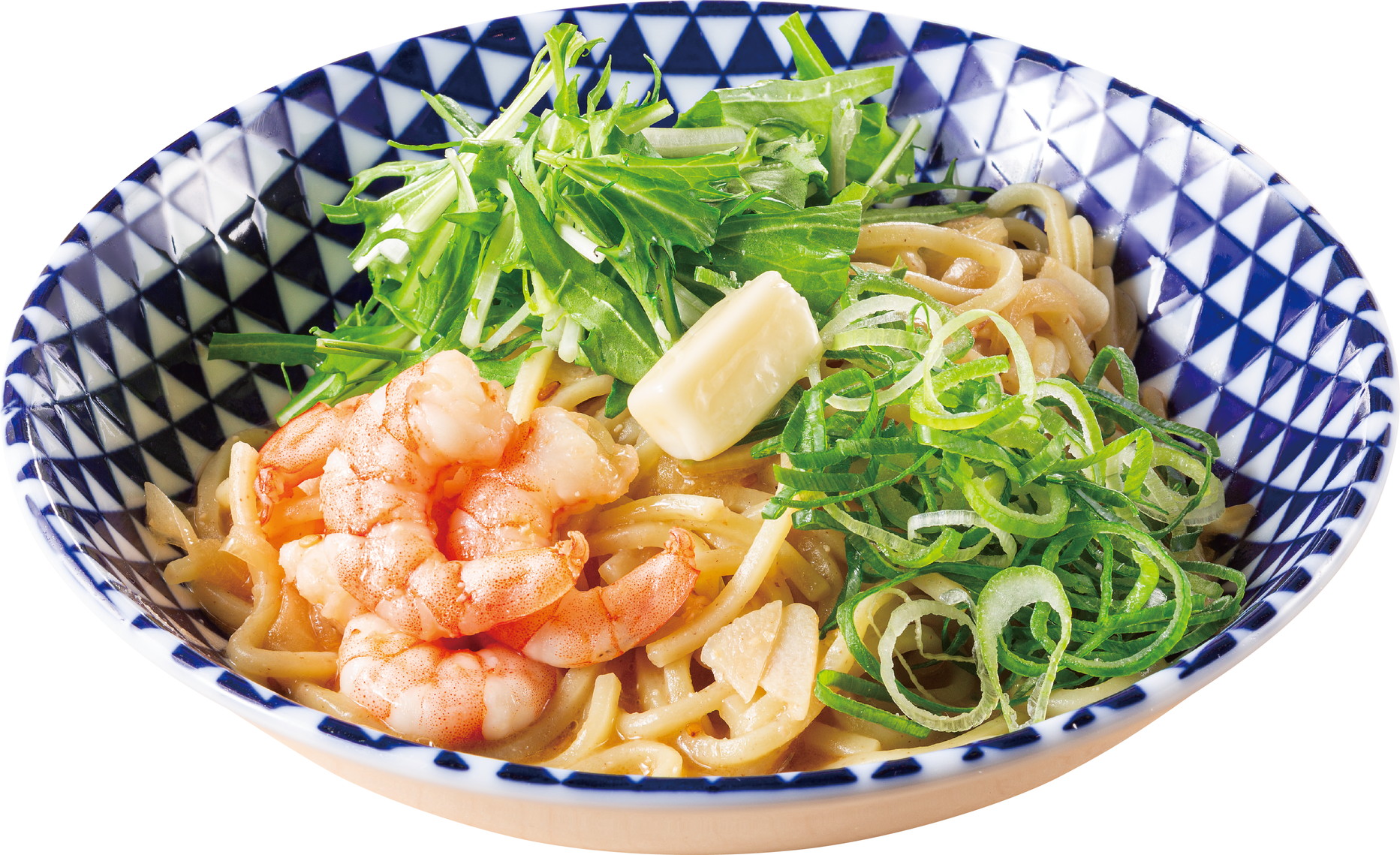 「とろけるバターがのった、海老入り味噌まぜそば」（649円）