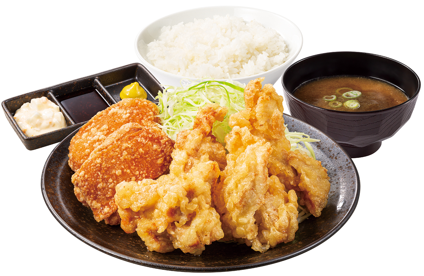 「とり天合盛り定食」（869円）