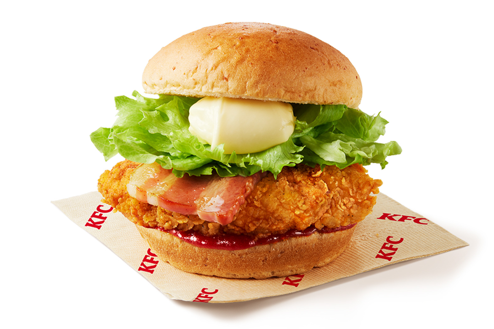 「スモーキートマトソースのベーコンフィレバーガー」（540円）