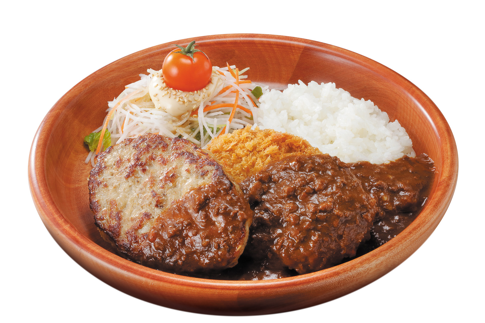 「メンチカツカリー＆ハンバーグディッシュ」（S 1640円/M 1820円/L 2110円）