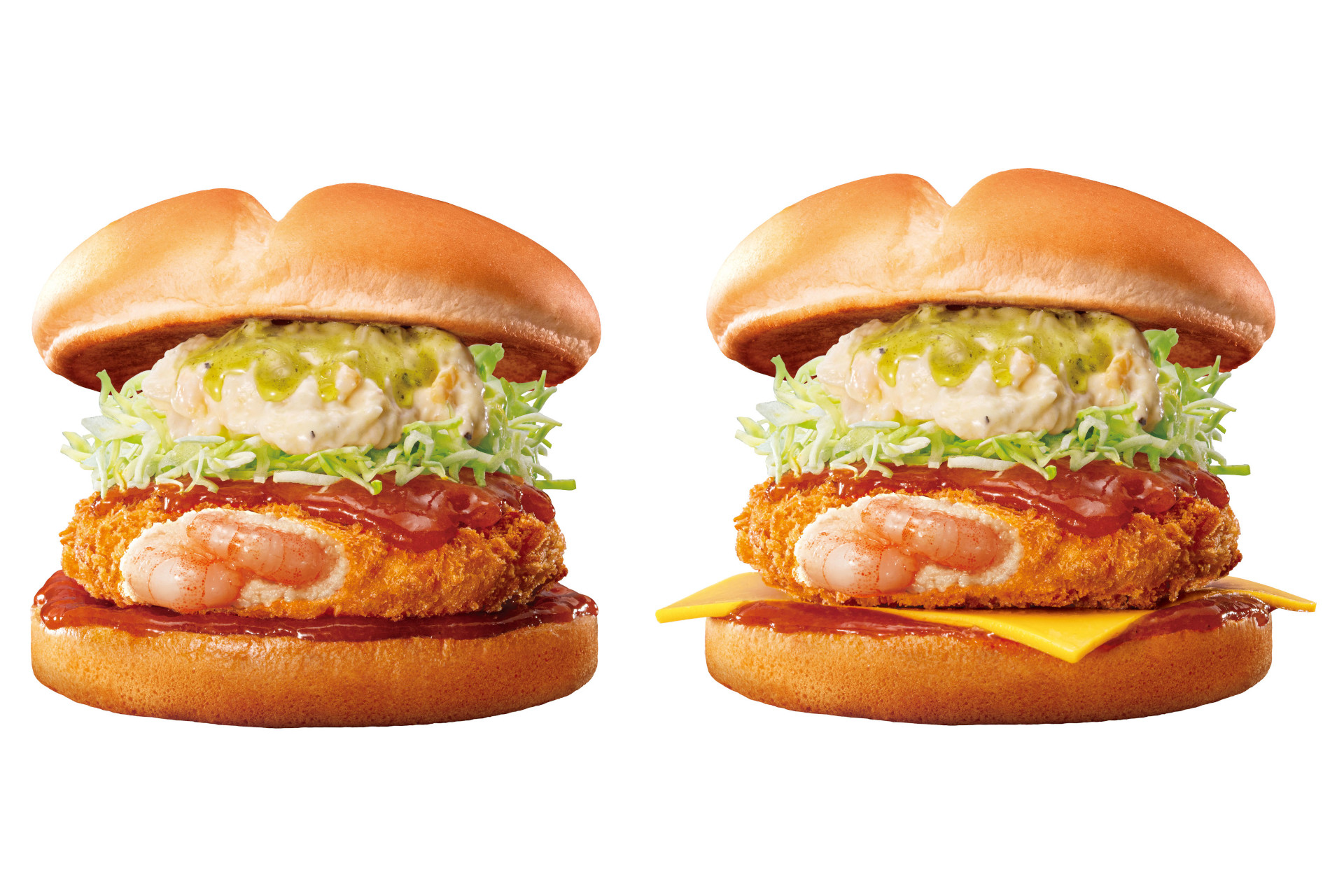 ロッテリア「アジアングルメフェア」第2弾の「トムヤム エビバーガー」と「チーズトムヤム エビバーガー」