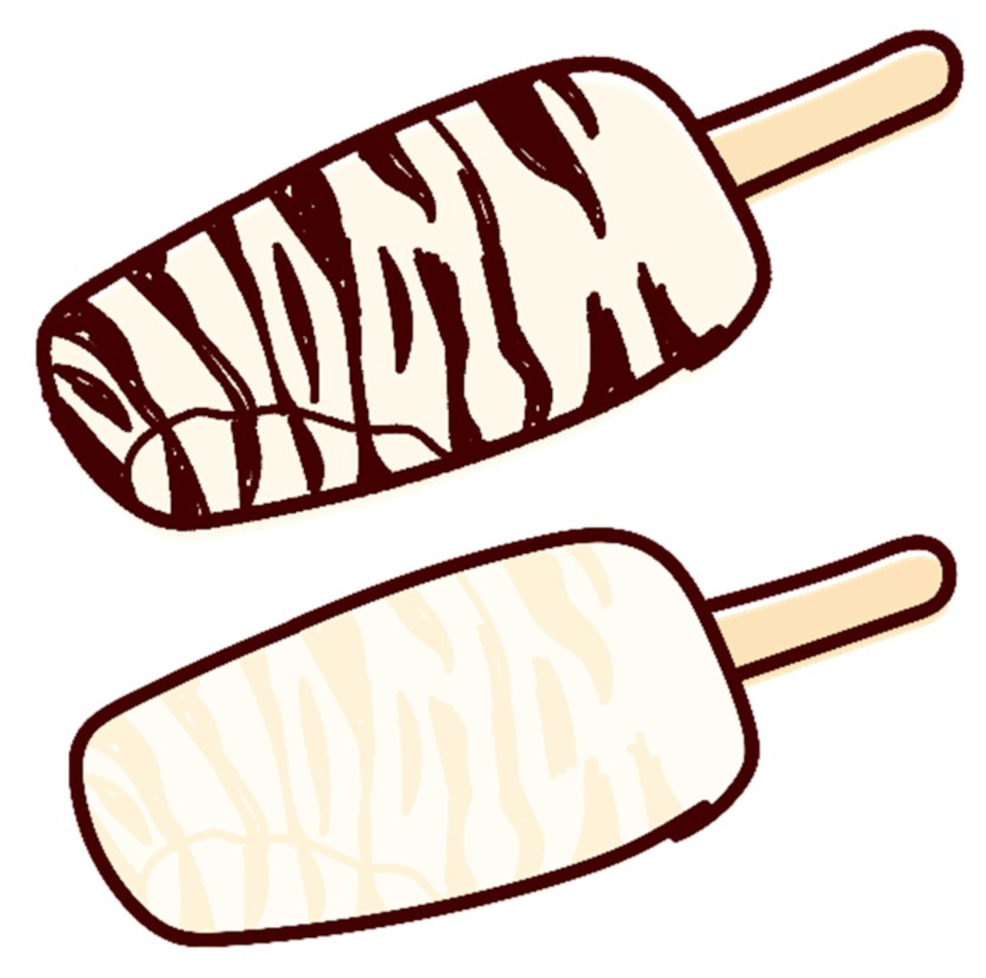 上は「しましまうまうまバー」下は「えた「しましまうまうまバー」