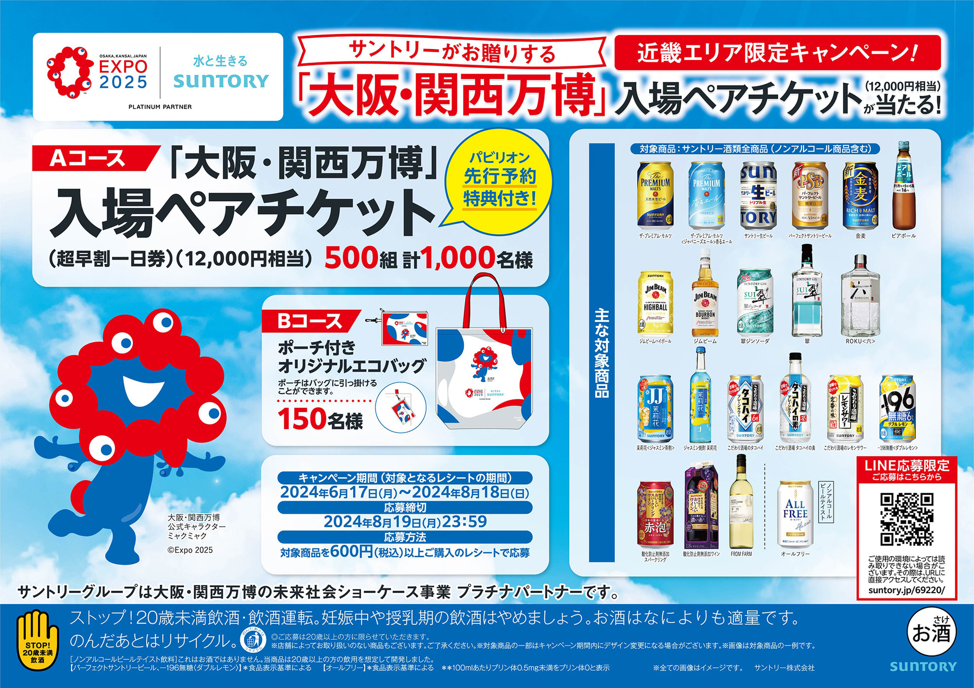 サントリー「大阪・関西万博 入場ペアチケットが当たるキャンペーン」