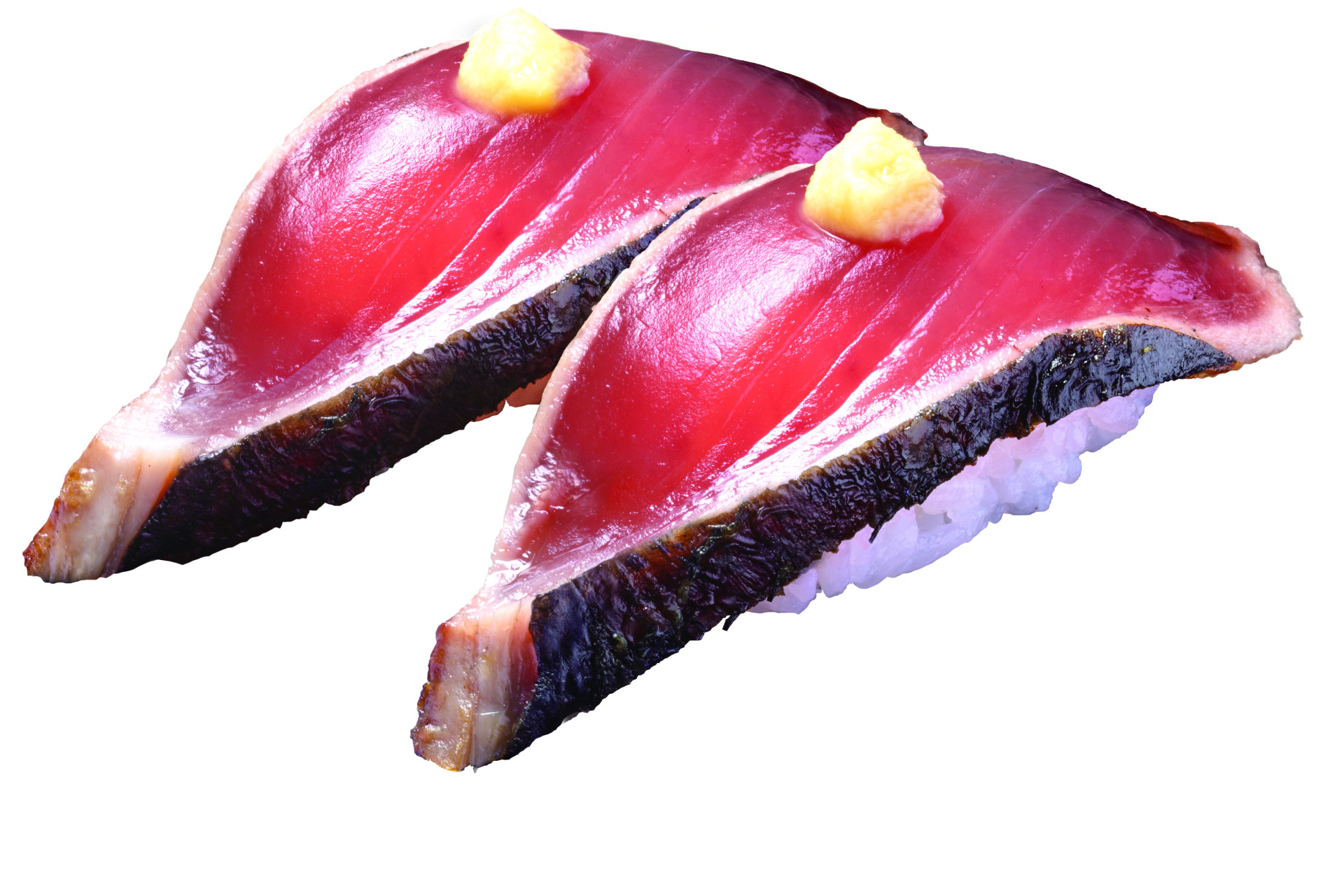 「鹿児島県産 大切り藁焼き鰹たたき」（165円）
