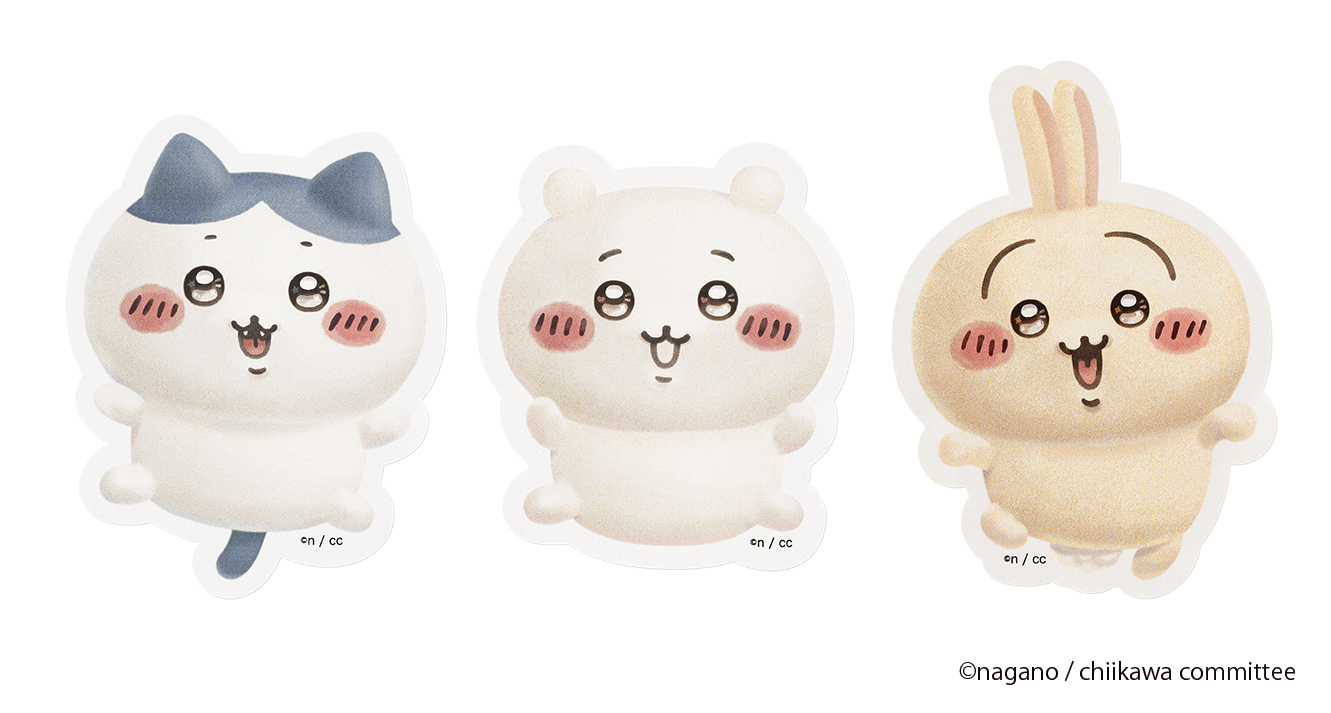 8個入パッケージには「ちいかわ」「ハチワレ」「うさぎ」のオリジナルステッカーがランダムで1枚入り