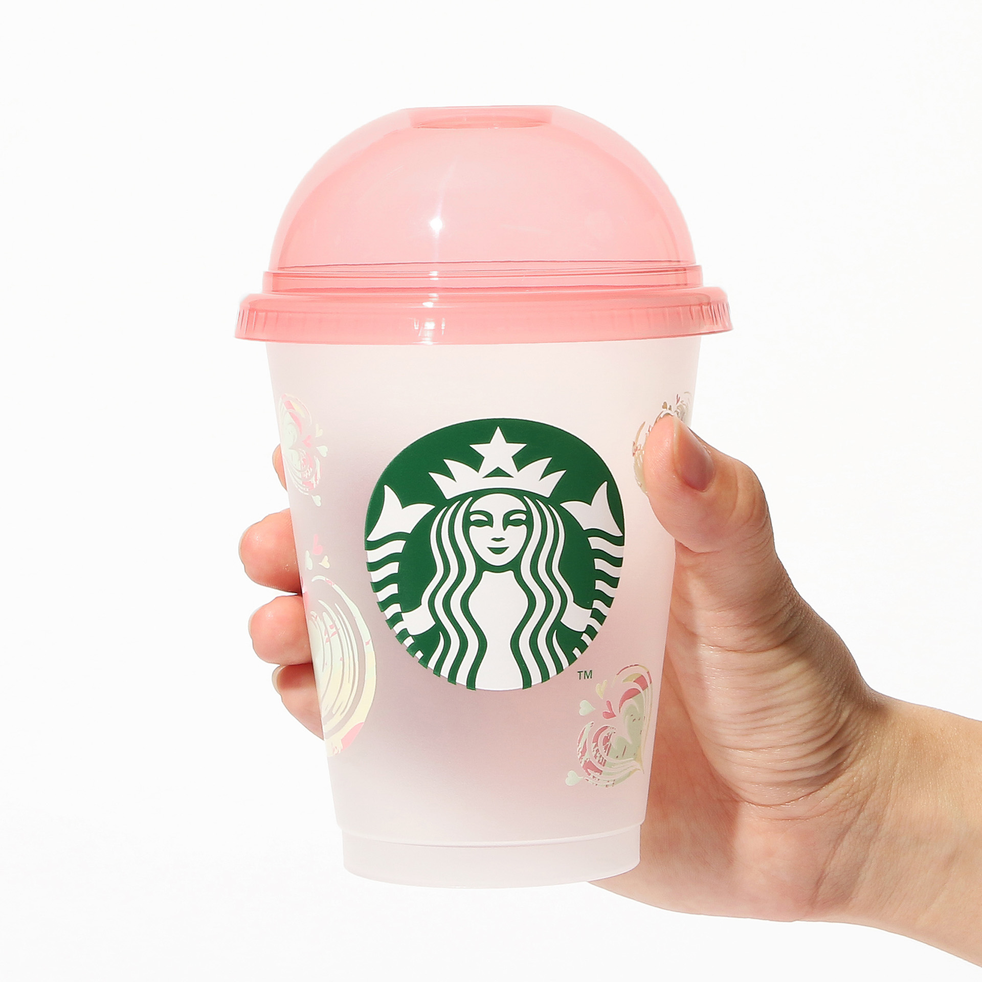 ドームリッドリユーザブルコールドカップ マーブルハート473ml