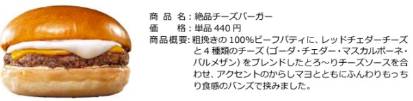 「絶品チーズバーガー」（単品440円）