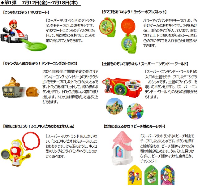 第1弾（7月12日～18日）のおもちゃ