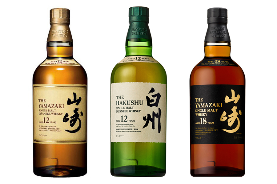 サントリー「シングルモルトウイスキー山崎12年」「白州」「山崎18年」