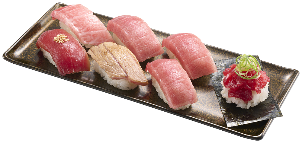 「天然本鮪7貫盛り」（1120円/1150円/1210円）