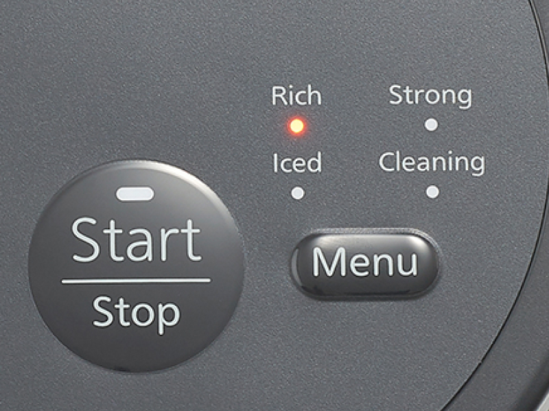 「Rich（ホット/ハイブリッド抽出）」「Strong（ホット/ドリップ抽出）」「Iced（アイス/ハイブリッド抽出）」の選択が可能