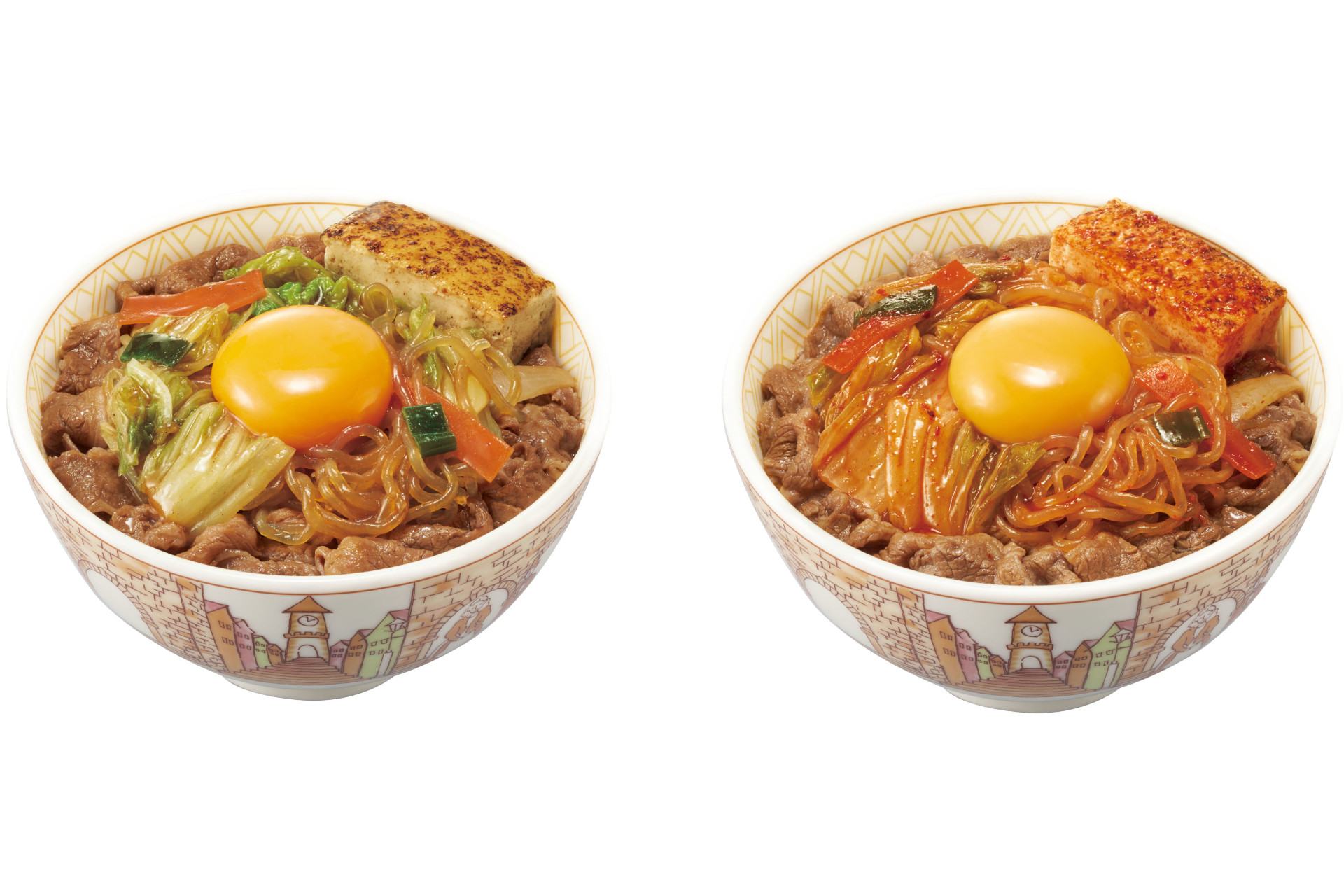 すき家「月見すきやき牛丼」「月見辛旨すきやき牛丼」