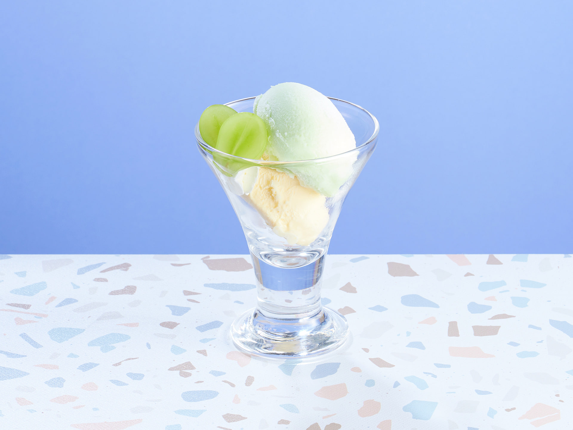 「マスカットジェラート＆バニラアイス」（363円）