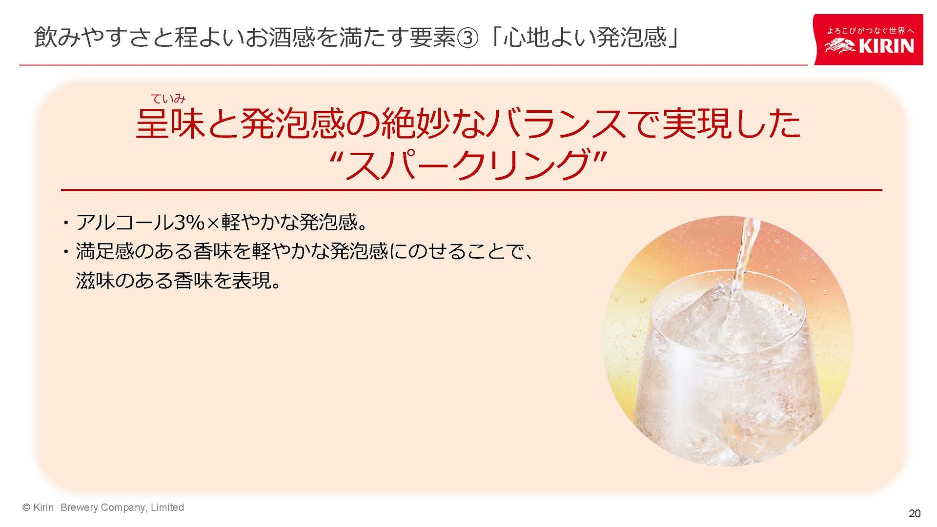 軽やかな発泡感と合わせている