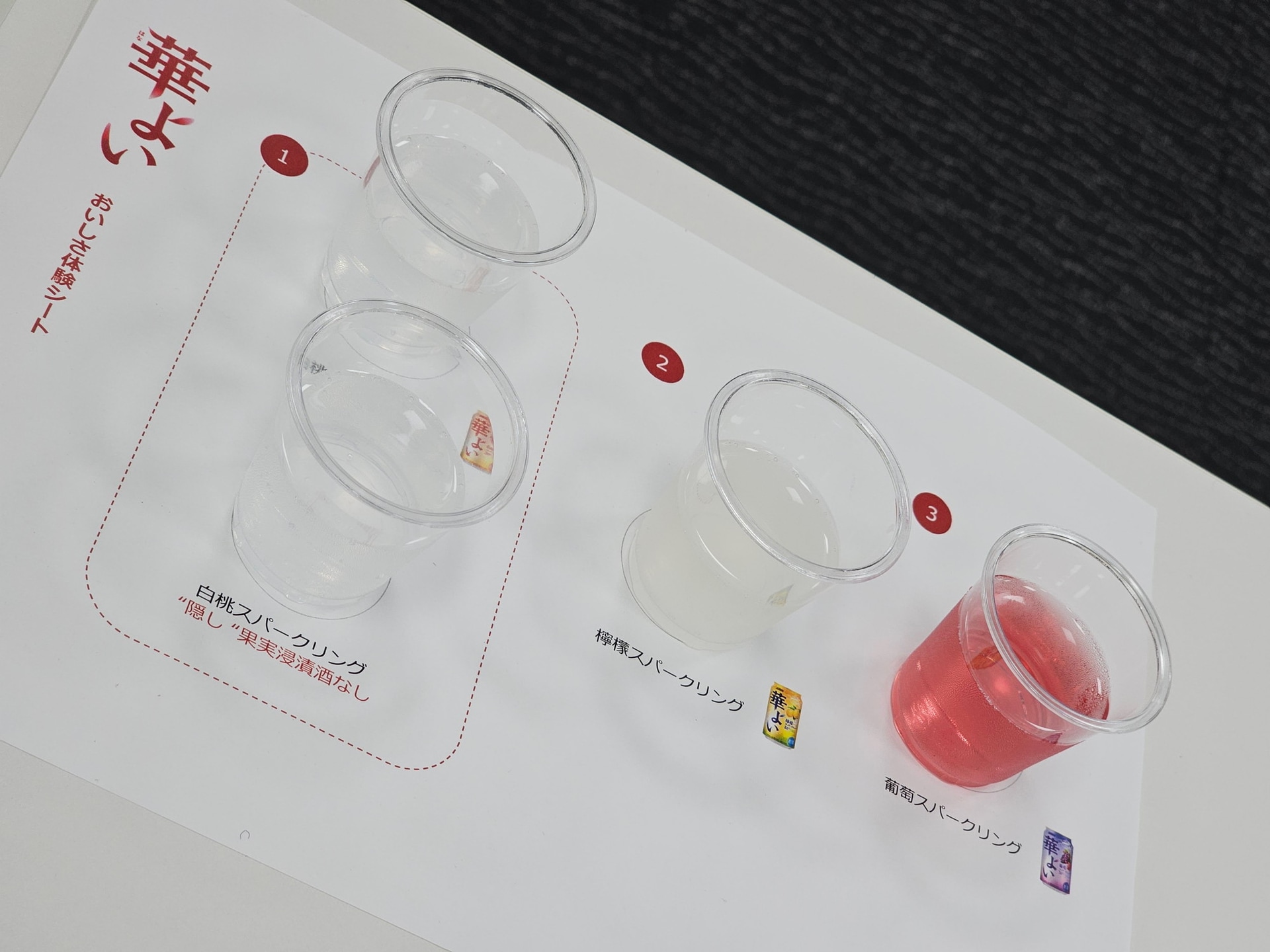 試飲では果実浸漬酒あり・なしの場合の比較も