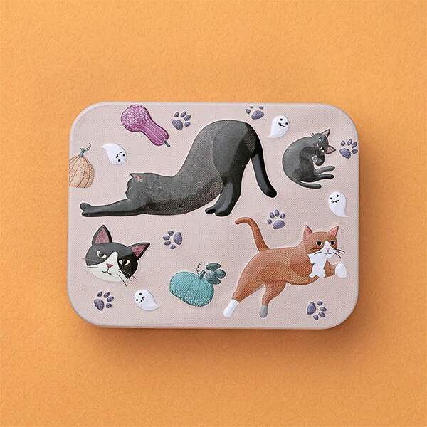 カルディコーヒーファーム「ハロウィンネコミニ缶」（ピンク）