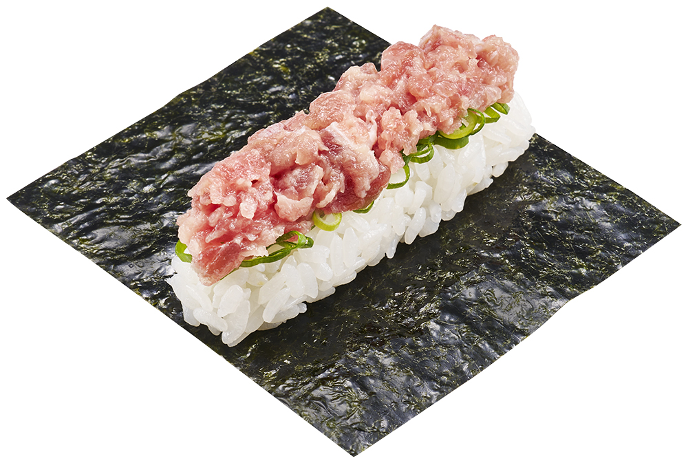 「天然インド鮪ねぎとろ手巻」（260円～）
