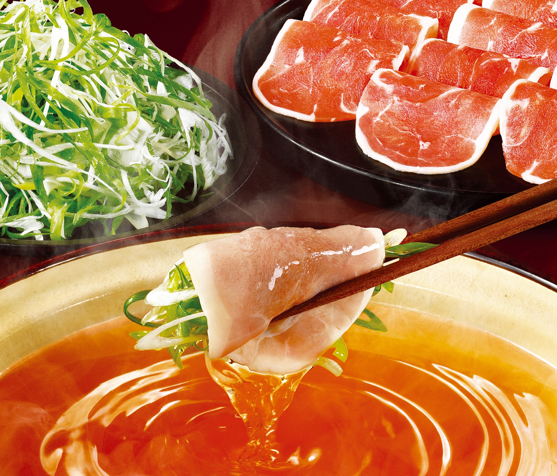 しゃぶしゃぶ温野菜「九条ねぎと味わう極み鴨しゃぶ食べ放題コース」（4378円）