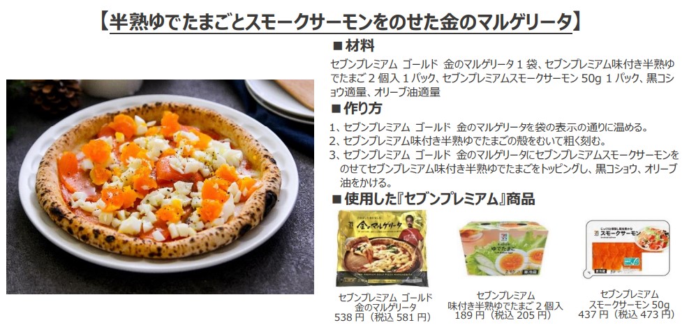 半熟ゆでたまごとスモークサーモンをのせた金のマルゲリータ