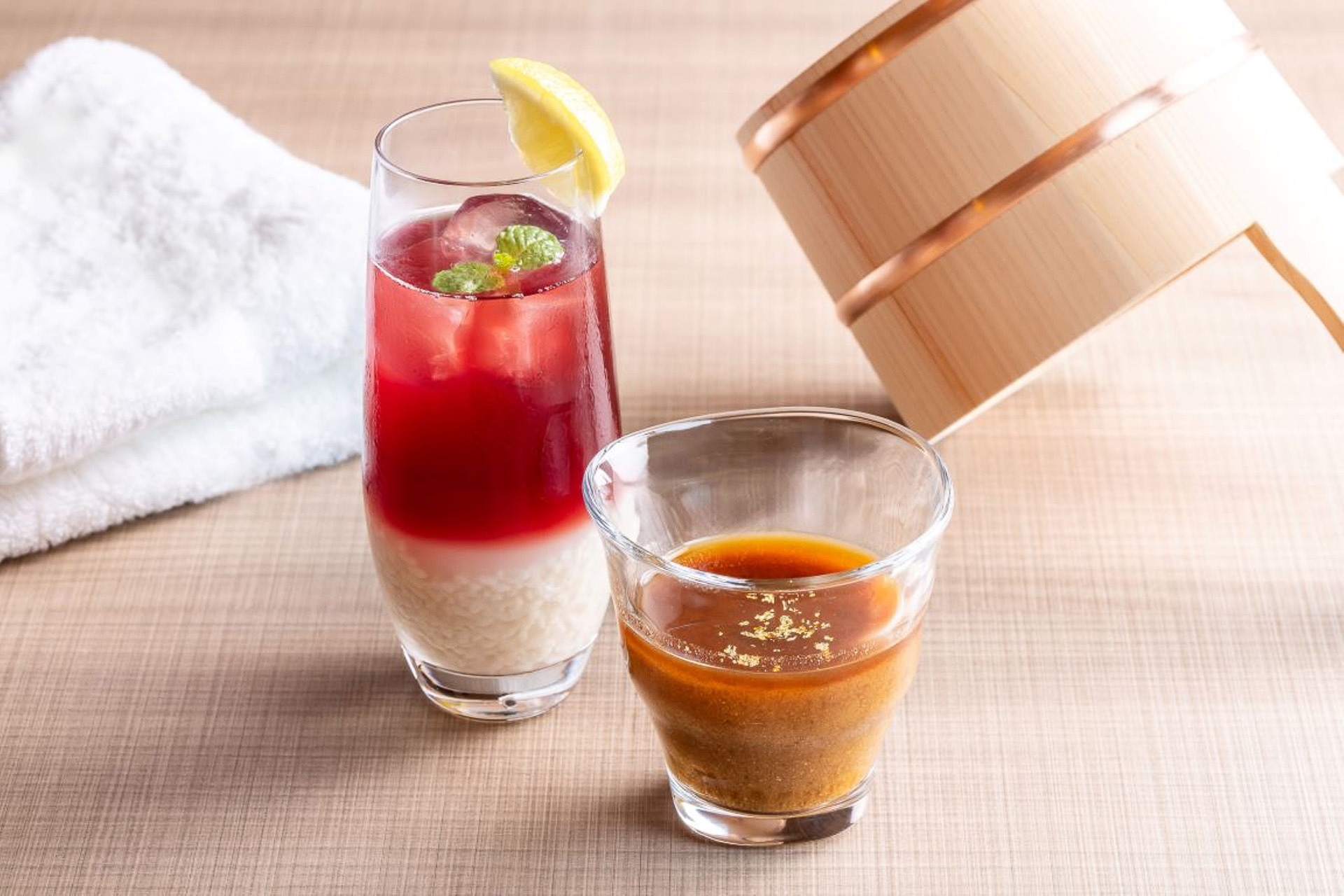 ぶどうジュースや味噌と甘酒を使った湯浴みドリンク