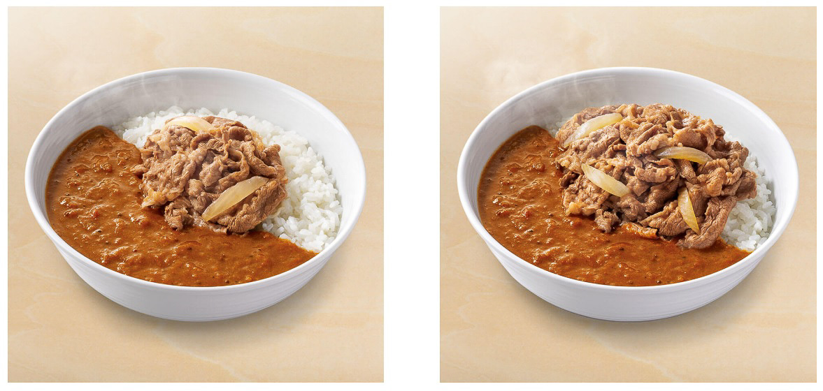 「牛魯珈カレー」（店内729円/テイクアウト716円）と「肉だく牛魯珈カレー」（店内839円/テイクアウト824円）