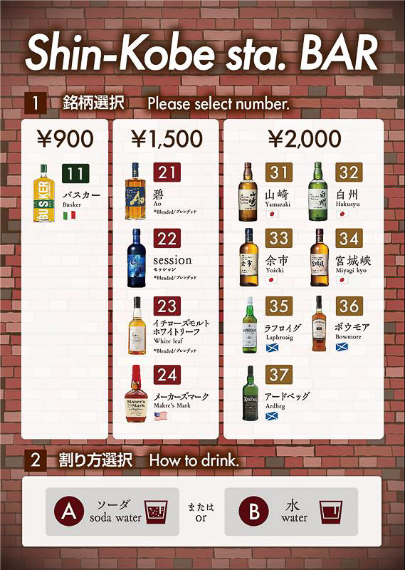 「新神戸ステーションバー」のドリンクメニュー