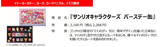「サンリオキャラクターズ バースデー缶」（2268円）