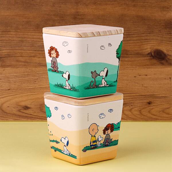 スヌーピー　ナチュラルスタイル　ベルジャン　バンブーコンテナ　箱　カルディ カルディ、PEANUTSの“スヌーピー”たちをデザインした「バンブー