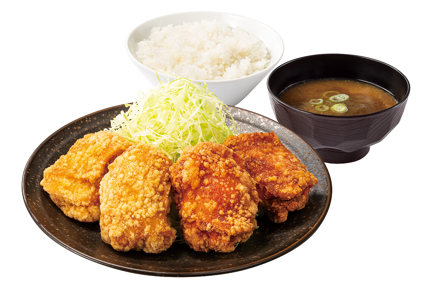 「旨辛ガーリックからあげ合盛り定食」（792円）