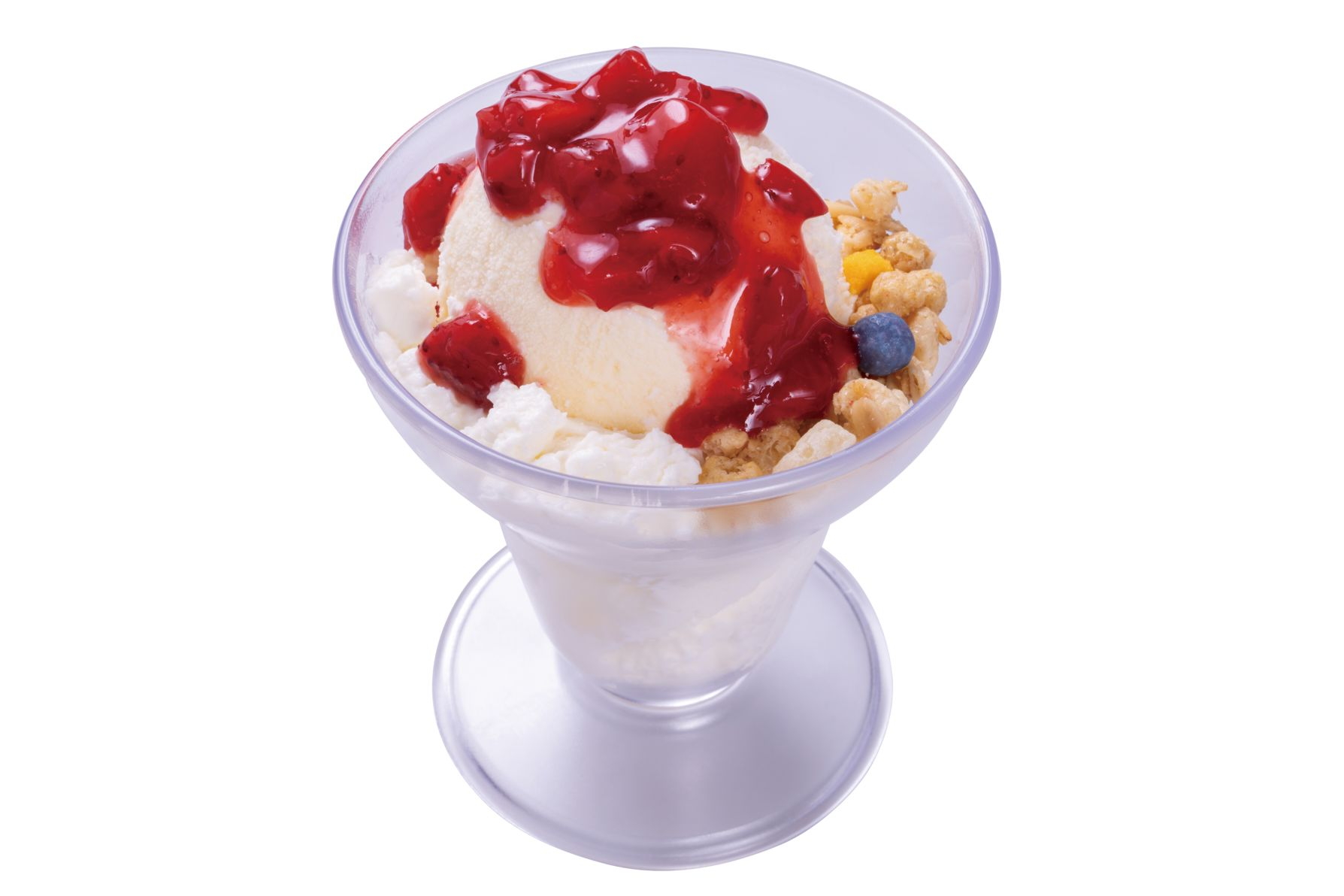 ごちCAFE「苺のふんわりチーズムース＆バニラパフェ」（450円）