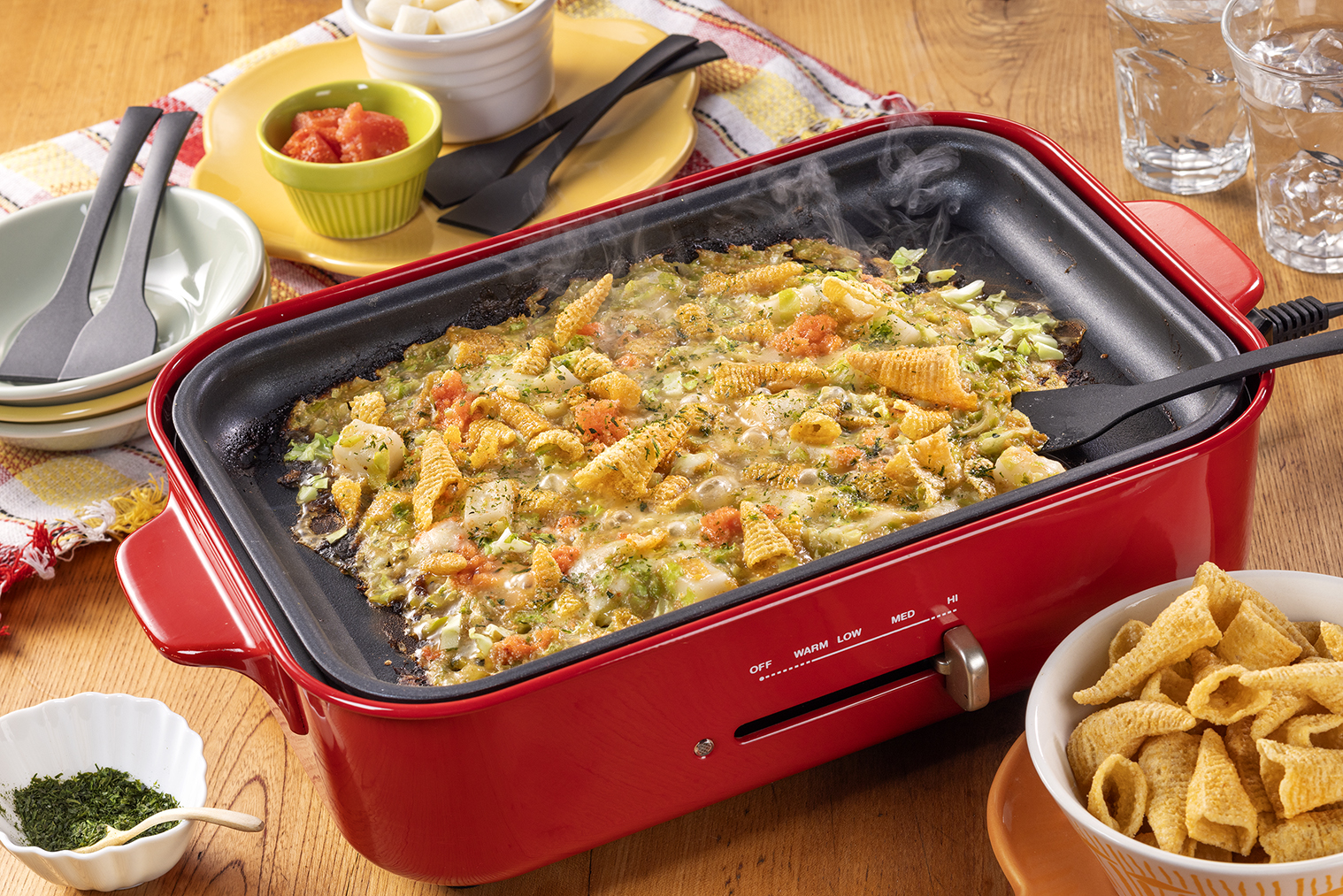 とんがりコーンもんじゃ焼き