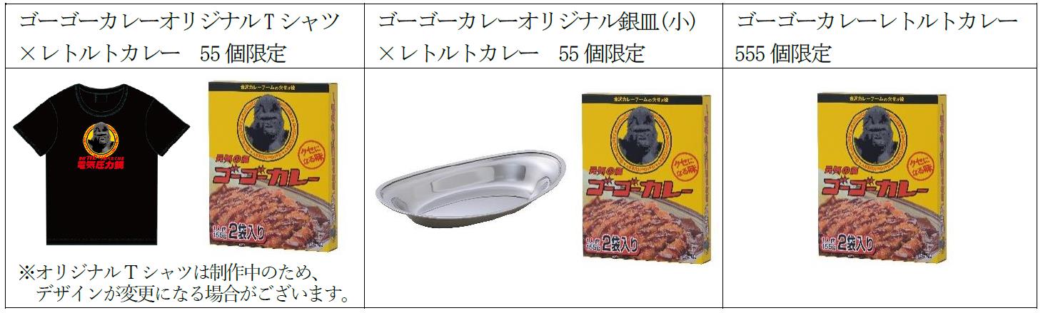 ゴーゴーカレーオリジナルグッズやレトルトカレーをセットにした特別版