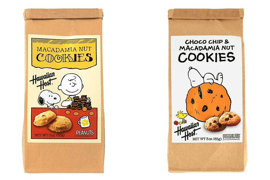 スヌーピーたちをデザインしたパッケージのハワイアンホーストのマカデミアナッツクッキー
