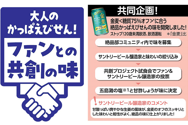 「絶品かっぱえびせん」ファンコミュニティ絶品部やサントリーと共同開発