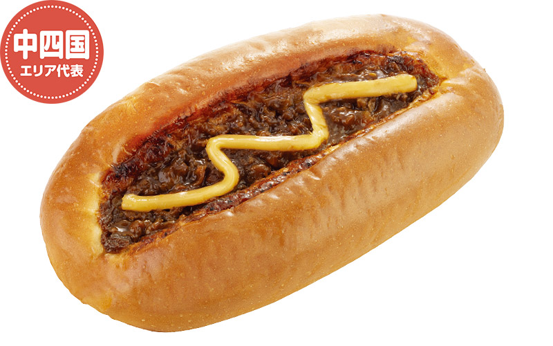 中四国エリア代表「大きなやきにく風味パン」（165円）