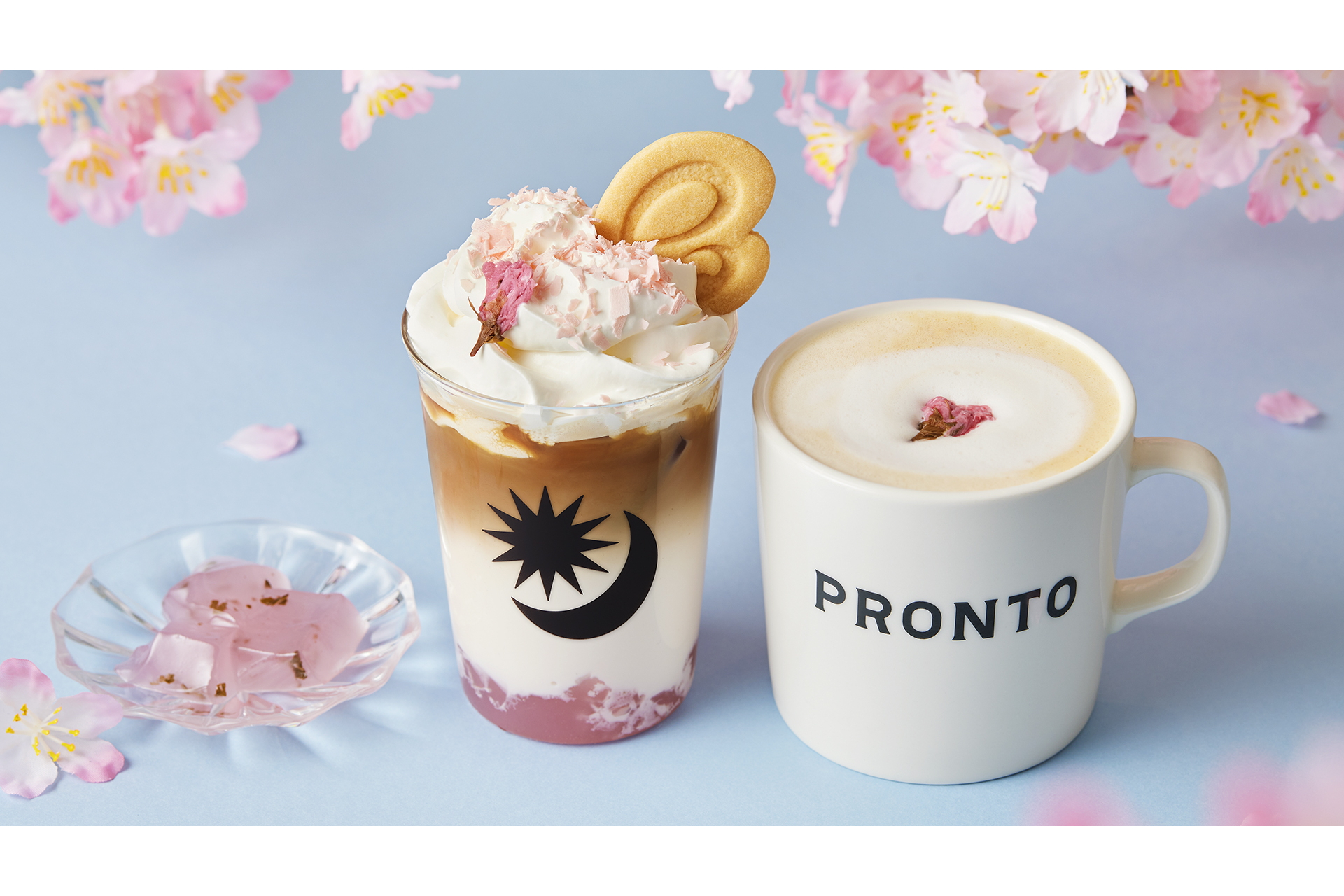 プロント「桜わらび餅ラテ」と「桜ミルクティー」