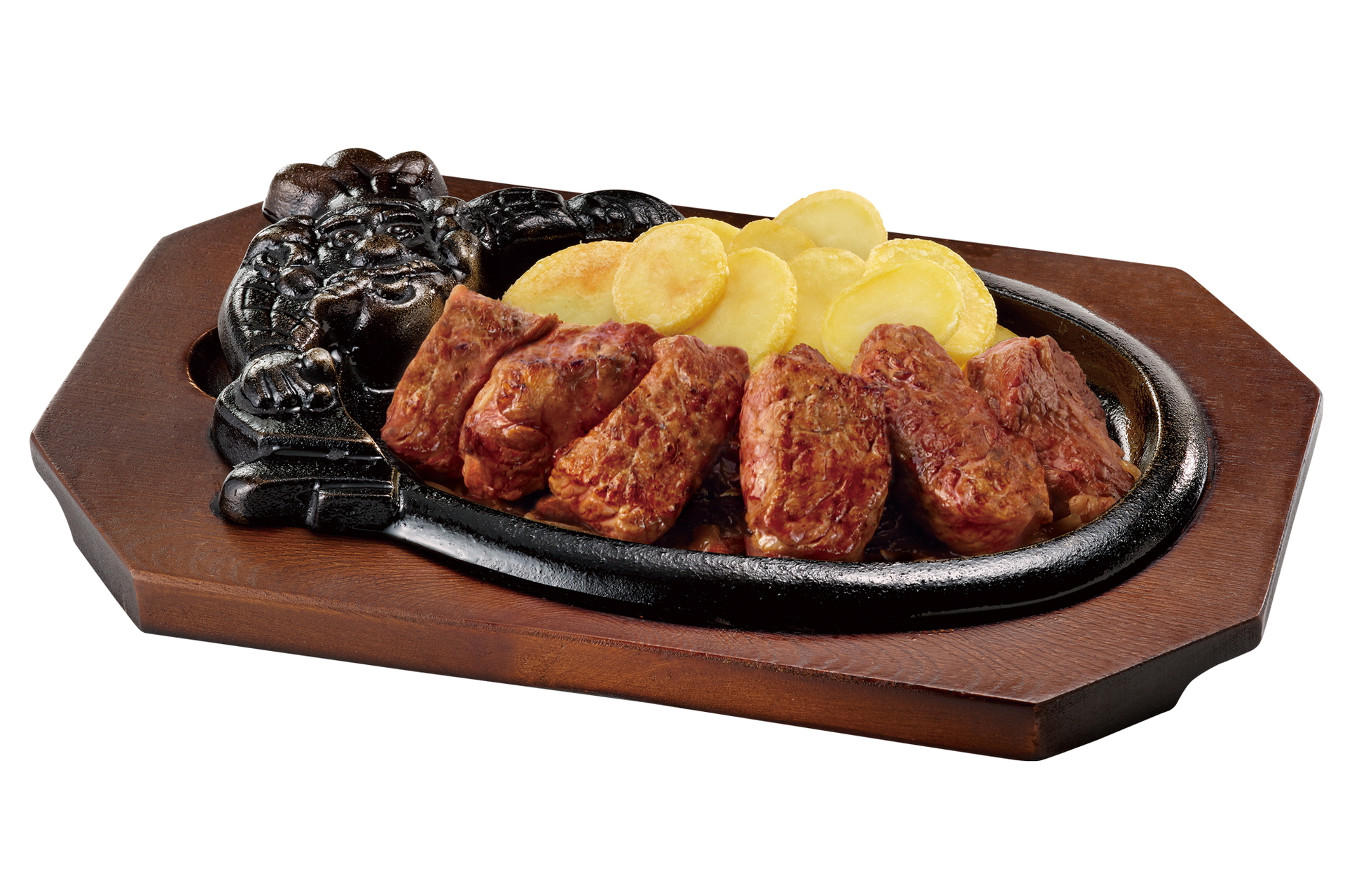 「炭焼きUS産黒毛アンガスカットステーキ」（300g 2728円）