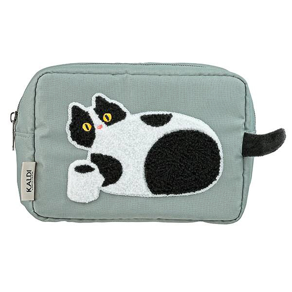 「ニャンコーヒー＆もこもこ刺繍ポーチセット」（グレー）