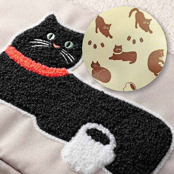 「ニャンコーヒー＆もこもこ刺繍ポーチセット」（ベージュ）