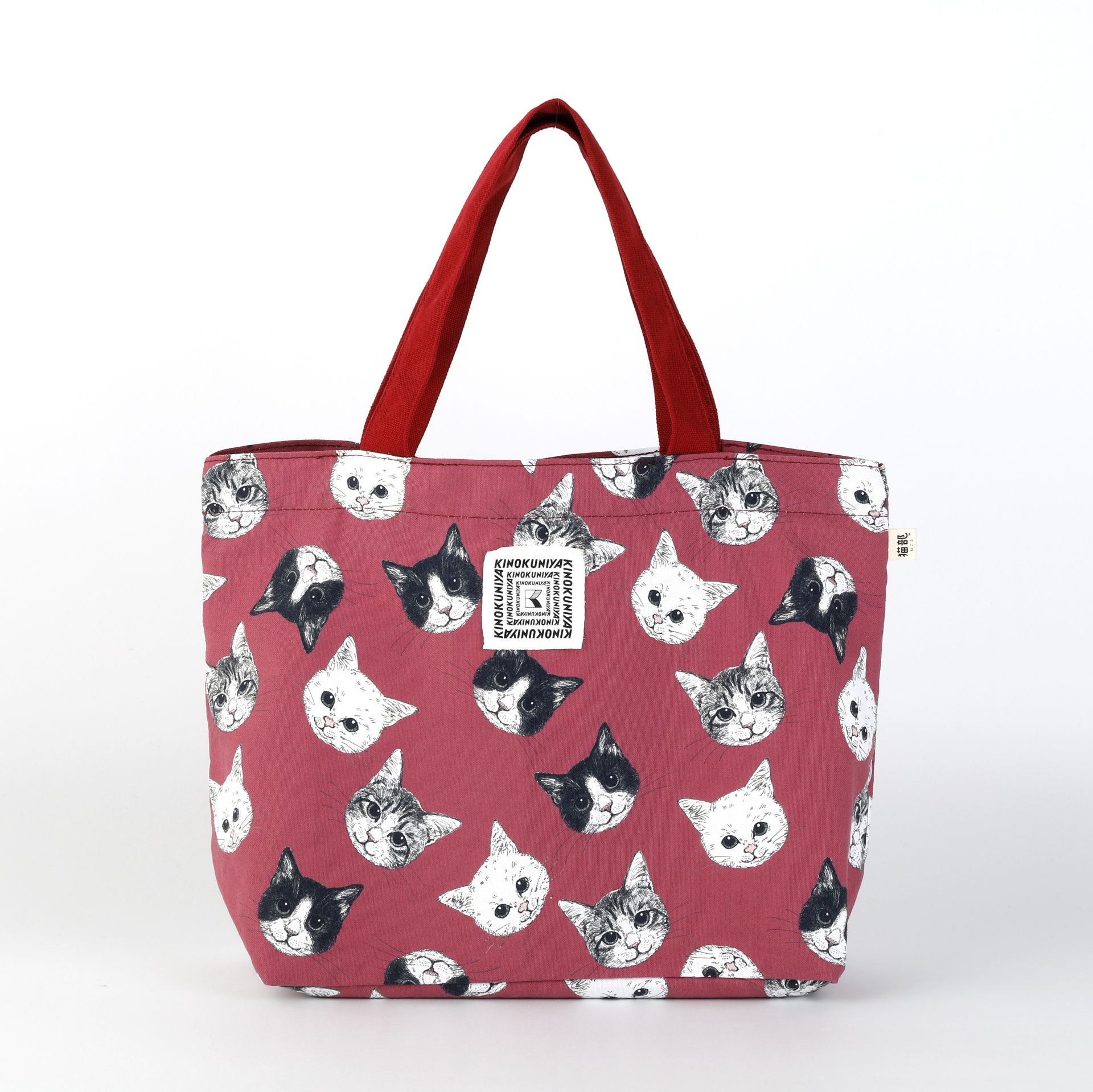 「紀ノ国屋Xフェリシモ 猫総柄トート ワインレッド」（3300円）