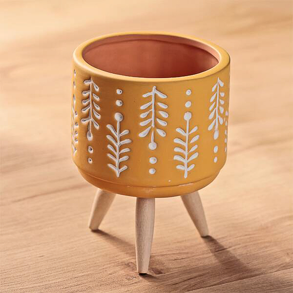 「脚付きミニポット」（イエロー）