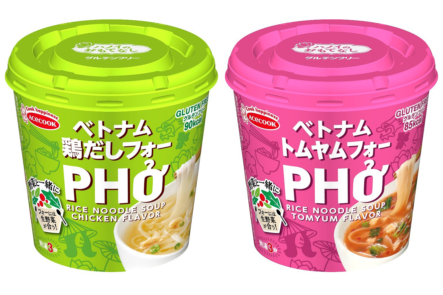 エースコック「ハノイのおもてなし 鶏だしフォー/トムヤムフォー 」