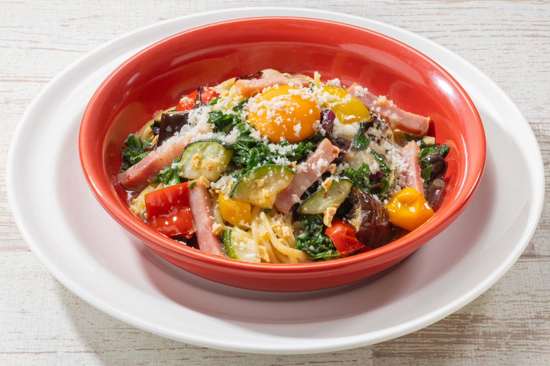 ベーコンとケールのペペたま