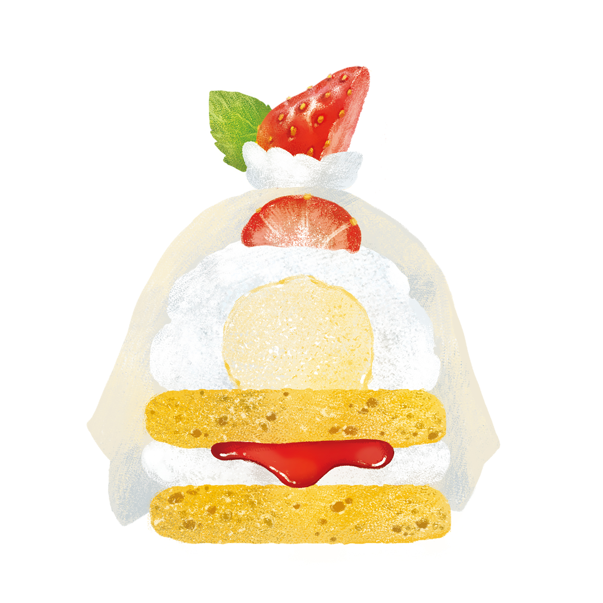 「いちごの大福ショートケーキ」の断面イメージ