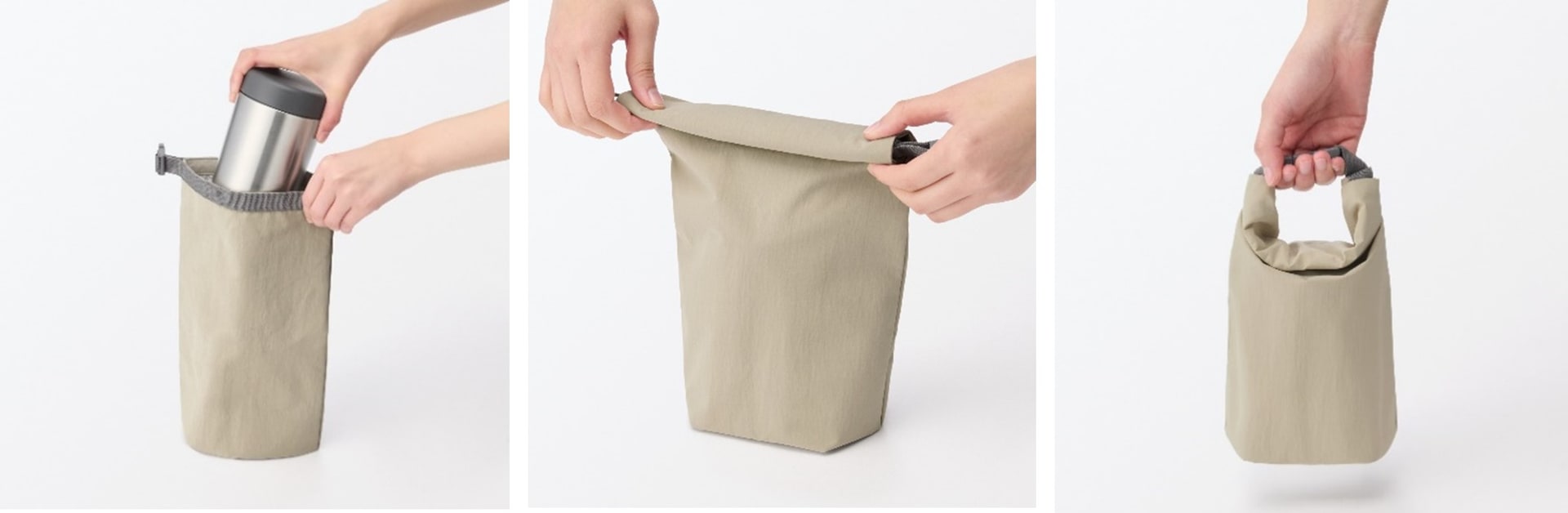 高さが変えられる ランチバッグ ロールトップタイプ