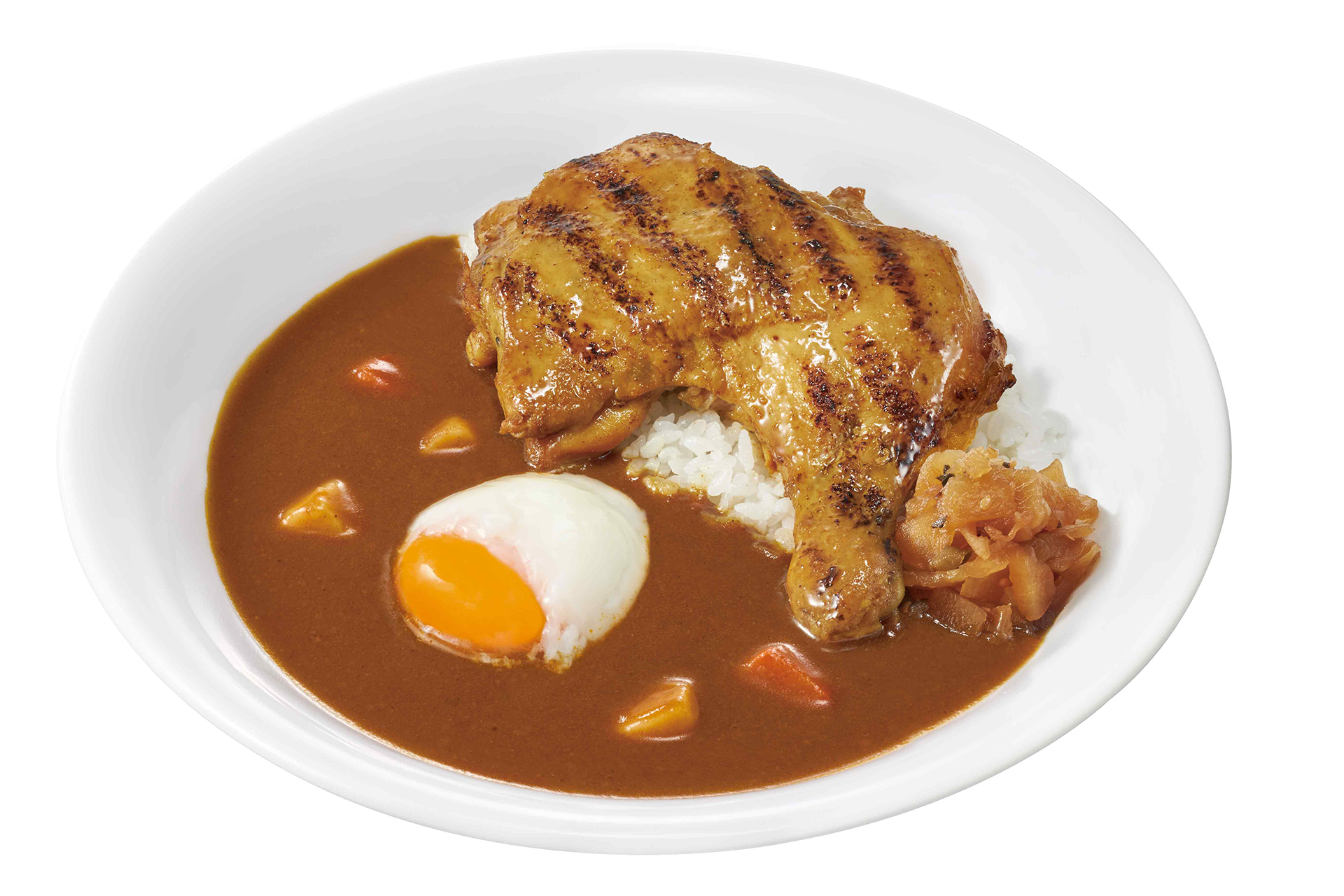 温泉卵が乗ってマイルドな「おんたま炭火チキンカレー」